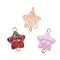 3Pcs 3 Colors Transparent Glass Links, Star with Bowknot Connector Charms with 304 Stainless Steel Double Loops, Golden, Mixed Color, 19.5x14.5x7.5mm, Hole: 2mm, 1pc/color