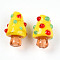 Handmade Lampwork Bumpy Beads, Christmas Tree Charms, Yellow, 17.5~20x11~14.5mm, Hole: 1~1.6mm