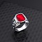 Alloy Rhinestone Finger Rings for Men, Square, Platinum, Ruby, US Size 7(17.3mm)