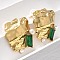 Brass & Glass & Plastic Stud Earrings, Real 18K Gold Plated, 23.5x25mm