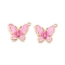 Rack Plating Alloy Enamel Pendants, Cadmium Free & Nickel Free & Lead Free, Light Gold, Butterfly Charm, Pearl Pink, 23.5x21x3mm, Hole: 1.2mm