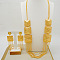 Multi-layer Alloy Pendant Necklaces & Stud Dangle Earrings Sets, Golden, Square, 415mm & 100mm