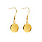 Stainless Steel Dangle Earrings, Cabochon Settings, Flat Round, Golden, Tray: 8mm, Pendant: 13x10x1.5mm, 34mm, Pin: 0.7mm