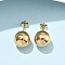 304 Stainless Steel Stud Earrings, Real 18K Gold Plated, Round, 12mm