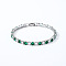 Brass Micro Pave Cubic Zirconia Slider Bracelets for Woman, Square, Green, Inner Diameter: 6-3/4 inch(17cm)