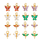 16Pcs 8 Styles Brass Micro Pave Cubic Zirconia Pendants, Butterfly/Dragonfly Charms, with Jump Ring, Mixed Color, 10x10~10.5x3~3.5mm, Hole: 3.4~3.8mm, 2pcs/style
