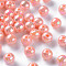 Opaque Acrylic Beads, AB Color Plated, Round, Light Salmon, 8x7mm, Hole: 2mm