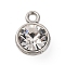 Alloy Rhinestone Pendants, Round Charms, Lead Free & Cadmium Free, Crystal, 12x9x6mm, Hole: 1.8mm