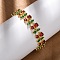 Brass Micro Pave Cubic Zirconia Link Bracelets for Women, Cherry, Cadmium Free & Lead Free, Rack Plating, Long-Lasting Plated, Golden, 6-1/2 inch(16.4cm)