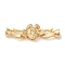 Flower Brass Micro Pave Clear Cubic Zirconia Fold Over Clasps, Real 18K Gold Plated, 39mm, Hole: 4.5mm