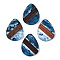 Transparent Resin & Walnut Wood Pendants, Water Drop Charms, Steel Blue, 35.5x26x3.5mm, Hole: 2mm