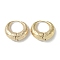 Texture Rings Brass Hoop Earrings for Women, Real 18K Gold Plated, 23x8mm