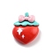 Opaque Resin Cabochon, Strawberry with Bowknot, 22.5x19.5x7.5mm
