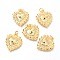 Brass Micro Pave Clear & Blue Grade AAA Cubic Zirconia Pendants, with Jump Rings, Heart with Eye, Real 18K Gold Plated, 16.8x14.7x2.7mm, Hole: 2.5mm