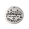 Anti-Tarnish 201 Stainless Steel Pendants, Message Charm, Flat Round Charm, Stainless Steel Color, 30x1.5mm, Hole: 2.5mm