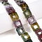Natural Indian Agate Beads Strands, Hollow Square, 10x10x3~4mm, Hole: 1mm, about 20pcs/strand, 8.07 inch(20.5cm)