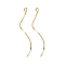 Brass Earring Findings, with Loop, Long-Lasting Plated, Nickel Free, Wavy Line, Real 18K Gold Plated, 37.5x7x1mm, Hole: 1.6mm