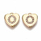 Brass Micro Pave Clear Cubic Zirconia Charms, Nickel Free, Real 18K Gold Plated, Flat Heart, Letter.O, 10x10x1mm, Hole: 1mm