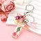 Resin & Acrylic & Faux Suede Tassel Keychain, with Alloy Clasp and Iron Rings, Letter T, 10cm