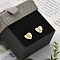 Rack Plating Brass Micro Pave Clear Cubic Zirconia Stud Earrings, Heart, Letter E, 8.5x9.5mm