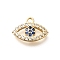 Brass Micro Pave Cubic Zirconia Charms, Cadmium Free & Nickel Free & Lead Free, Real 18K Gold Plated, Eye, Clear, 9x13x2mm, Hole: 1.4mm
