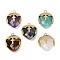 Natural Mixed Stone Faceted Pendants, with Rack Plating Brass Teardrop Charms, Golden, 22.5x19x8mm, Hole: 1.6mm