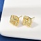 Brass Stud Earrings, Lead Free & Cadmium Free, Long-Lasting Plated, Real 18K Gold Plated, Square, 15x11mm