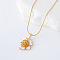 3Pcs Vintage Stainless Steel White Enamel Flower Pendant Necklaces for Women, Golden, 15.75 inch(40cm)