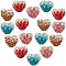 20Pcs 4 Colors Polymer Clay Rhinestone Beads, Grade A, Heart, Mixed Color, 13x15x11mm, Hole: 1mm, 5pcs/color