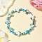Baking Paint Synthetic Turquoise Cross & Round Beads Stretch Bracelets for Men Women, Olive, Inner Diameter: 2-3/8 inch(6.15cm)