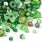 Mixed Style Glass Beads, Mixed Shapes, Green, 4~27x4~14x3~11mm, Hole: 1~4.5mm