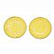 Polyester Woven Pendant Decorations, with Iron Findings, Flat Round, Light Gold, Gold, 46x1.5mm