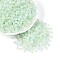 Frosted Glass Seed Beads, Round Hole, Bicone, with Gold Powder, Aquamarine, 4.5x3.5~4mm, Hole: 1.1mm, about 6428pcs/pound