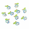 10Pcs Acrylic & Glass Flower Pendants, with Brass Findings, Pale Turquoise, 14mm, Hole: 2.3mm