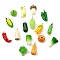 Opaque Resin Pendants, Vegetables, Platinum, 17~36x14~22x7.5~13mm, Hole: 2mm