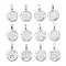 Brass Pendants, Cadmium Free & Nickel Free & Lead Free, Twelve Constellations, Flat Round, Platinum, 24x20.5x2mm, Hole: 3.5mm