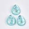 Translucent Resin Cabochons, with Shell Chip & ABS Plastic Imitation Pearl, teardrop, Pale Turquoise, 20x15x6mm