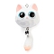 Opaque Resin Kitten Bell Big Pendants, Big Eye Cat Charms with Platinum Tone Iron Loops, White, 67x34x30mm, Hole: 2.5mm