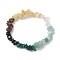 Chakra Natural Green Aventurine & Citrine & Tiger Eye & Obsidian & Quartz Crystal & Flower Amazonite & Topaz Jade Chip Beaded Stretch Bracelets, Inner Diameter: 2-1/4 inch(5.6cm)