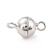 Anti-Tarnish Rhodium Plated 925 Sterling Silver Magnetic Clasps, Round, Platinum, 12x7x7x7mm, Hole: 1.5mm
