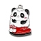 Alloy Enamel Pendants, Platinum, Christmas Series, Panda, 26.5x19x1mm, Hole: 1.5mm