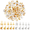 PH PandaHall 200pcs 5 Sizes Brass Cup Chain Ends Rhinestone Claw Settings 18K Gold Plated Crimp Cord Ends Tips Connector Terminators with Loop for Bracelet Rhinestone Chain Jewelry Making, Gold/Silver