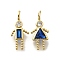 Brass Micro Pave Cubic Zirconia Pendants, 12 Birthstones Charms, Human, with Jump Ring, Lead Free & Cadmium Free, Real 18K Gold Plated, Dark Blue, 14.5~15x7~7.7x2~2.5mm, Hole: 2x2.5mm