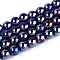 Electroplate Transparent Glass Beads Strands, Round, AB Color Plated, Dark Blue, 9.5~10mm, Hole: 1.2mm, about 39~41pcs/strand, 14.57~15.75''(37~40cm)