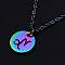 201 Stainless Steel Pendants Necklaces, with Cable Chains and Lobster Claw Clasps, Flat Round with Constellation/Zodiac Sign, Rainbow Color, Capricorn, 15-3/4 inch(40cm), 1.5mm