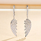 925 Sterling Silver Wing Hoop Earrings, with Clear Cubic Zirconia, Silver, 40x6mm