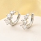 Brass Micro Pave Clear Cubic Zirconia Hoop Earrings, Lead Free & Cadmium Free, Long-Lasting Plated, Rack Plating, Platinum, 15.5x16x7mm