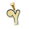 304 Stainless Steel Pendants, with Enamel, Ion Plating(IP), Laser Cut, Real 18K Gold Plated, Letter Y, 17x14x1.5mm, Hole: 5.5x2.5mm