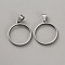 Stainless Steel Open Back Bezel Pendant Cabochon Settings, Flat Round, Stainless Steel Color, 28x25x3mm, Hole: 7mm