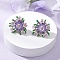 Flower Handmade Glass Seed Beads Stud Earrings, with Acrylic Bead Caps, Platinum, Violet, 27.5x26mm